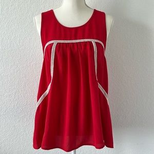 She + Sky Silk Blend Red Racerback Blouse Size Large